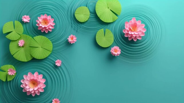 Serene pink lotus flowers float on tranquil blue water with ripples