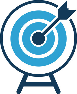 Target on stand with arrow vector icon, business goal achievement and marketing strategy concept