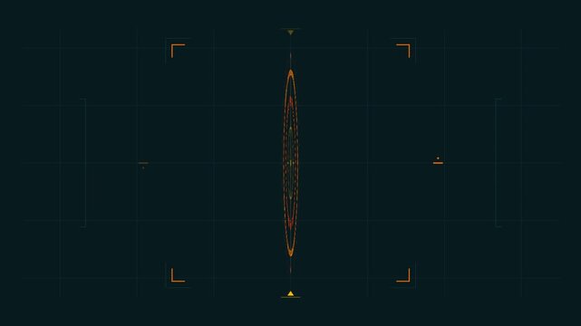 Digital radar interface with rotating glowing circles on dark backdrop