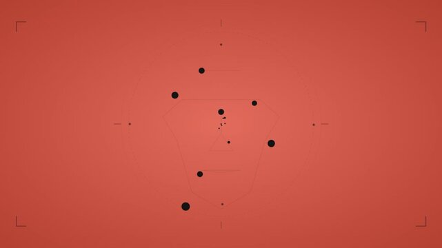 Abstract motion of black dots on a terracotta background