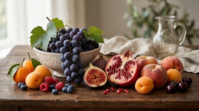 Fresh Fruits on Wooden Table