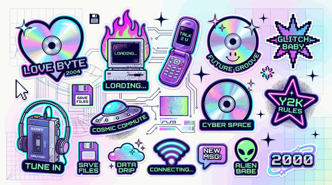 Y2K Aesthetic Collection: Retro Tech, Glitch Art, and Nostalgic Vibes