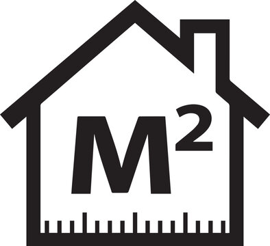 Square meters house icon real estate property measurement symbol with measurement property architecture building residential construction dimension planning