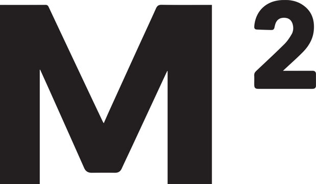 Square meters m2 unit measurement symbol icon black graphic with measurement mathematics geometry dimension scientific notation calculate education academic