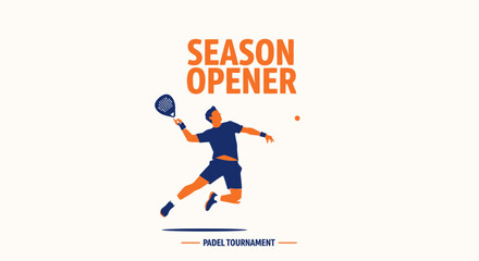 Fototapeta premium Season Opener Padel Tournament Illustration Showing Player in Active Motion to Start The Season
