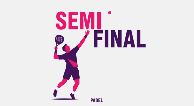 Semi Final Padel Match Illustration Of Player Serving, Ready For Competition