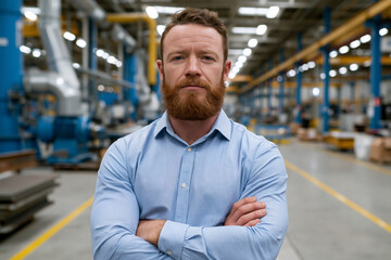 Obraz premium Manager arms crossed in factory