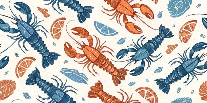 seamless pattern with lobster