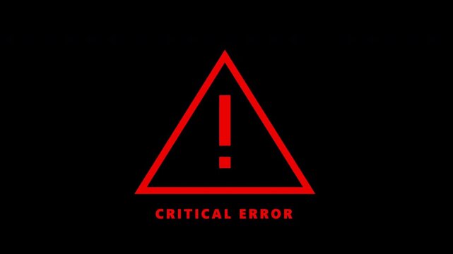 Glitching Red Critical Error System Warning Icon Animation on Black Background
