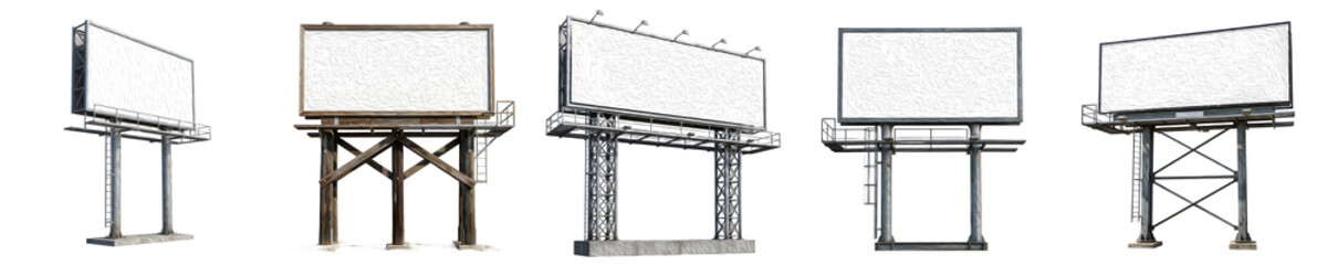 Blank Outdoor Billboard Collection Isolated on White Background - Large Advertising Hoarding Set © Mr Bunk