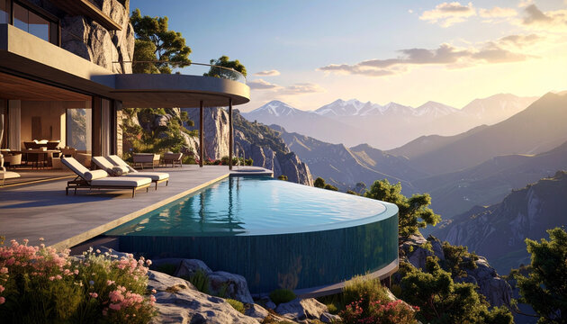 Luxury mountain villa infinity pool