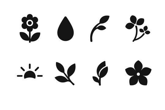 Spring Morning Icons. Spring Morning Florals. Filled icon set of Spring Morning Florals: morning bloom, dew
