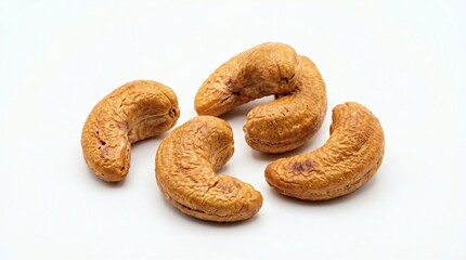 Fototapeta premium Close-up of Delicious Roasted Cashew Nuts Isolated on White Background.