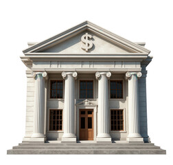 Obraz premium Classical Bank Building with Dollar Sign Facade, 3d Render, Transparent Background