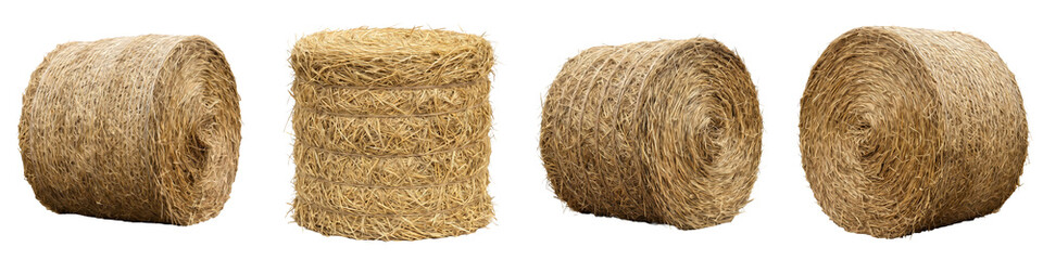 Round Hay Bales Isolated on White Background - Dry Straw Rolls Collection © Mr Bunk