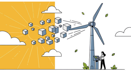 Wind turbine energy conversion into digital data cubes. © Anas