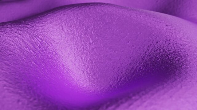Purple metallic liquid fabric texture forming smooth, abstract waves and flowing shapes, creating a dynamic and modern background with reflective surfaces
