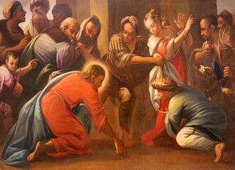 Obraz premium Bergamo - The paint of Jesus and the sinfull woman in church Chiesa di Sant Andrea by Antonio Cifrondi (1691).
