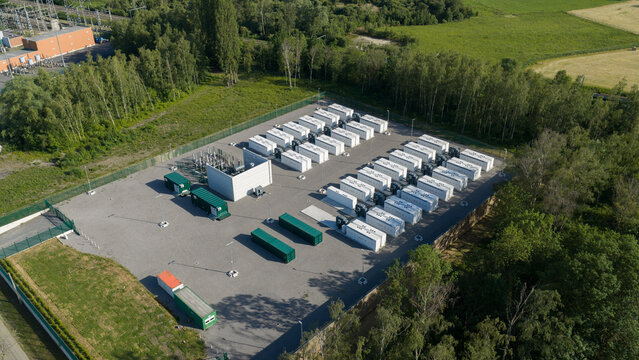 Aerial View of BESS Battery Park in Ville sur Haine