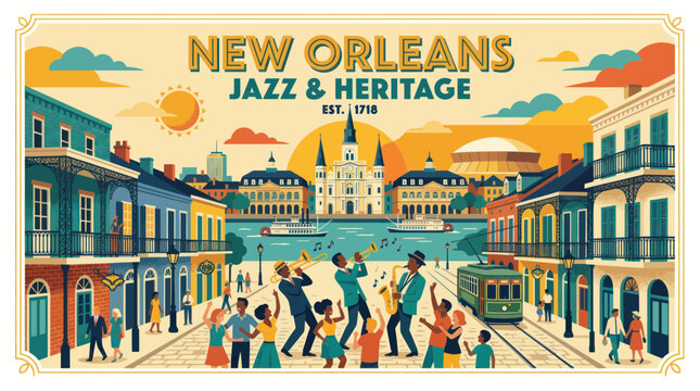New Orleans Jazz & Heritage Festival, French Quarter street scene, music, culture