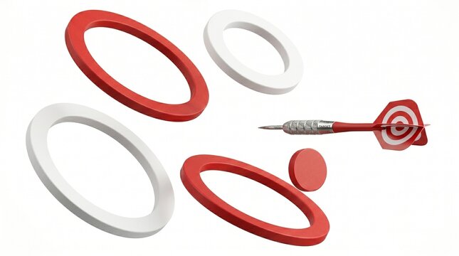 rings bullseye dart flying objects 3d render art design accuracy precision focus aim hit success achievement dartboard throwing game fun play sport competition skill throw arrow