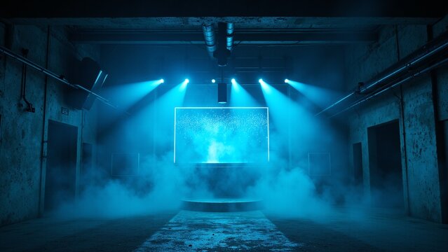 Retro-Futuristic Neon Laser Show in Grunge Club