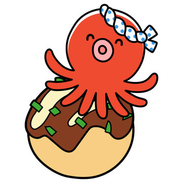 たこ焼き　かわいいタコのキャラクター
