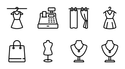 Retail Icons Set, Fashion Boutique Elements, Shopping Symbols, E-commerce Graphics © Shakibur