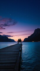Obraz premium Romantic Sunset Over Ocean Pier