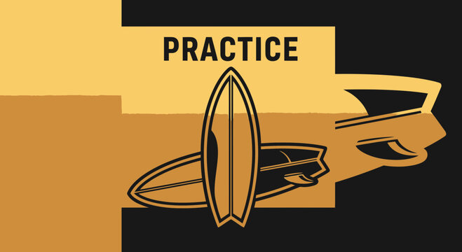 Surfboard Design, Practice, Sport, Recreation, Hobby, Activity, Water, Ocean, Wave, Illustration