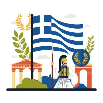 Greek Independence Day celebration illustration with Evzones soldier
