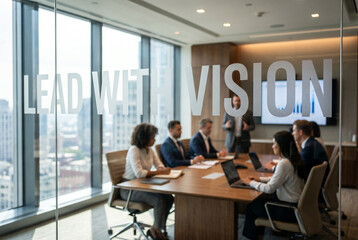 Fototapeta premium Business Team Meeting in Modern Office with Vision Statement