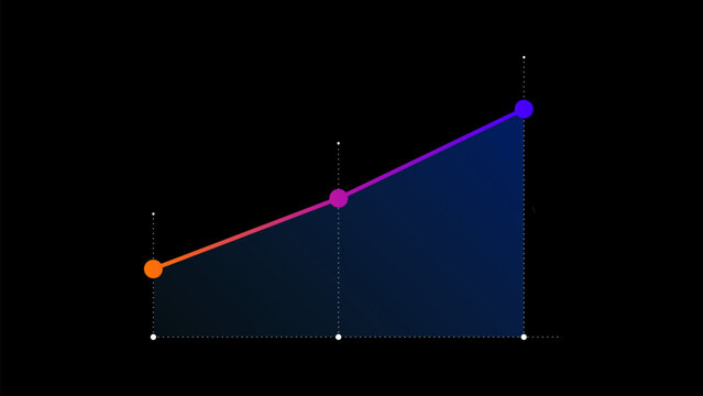 Cryptocurrency 3 Point Statistics Diagram with Purple Orange Hologram Flow.