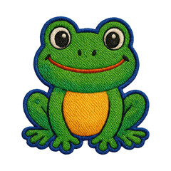 Obraz premium PNG Cute embroidered frog illustration