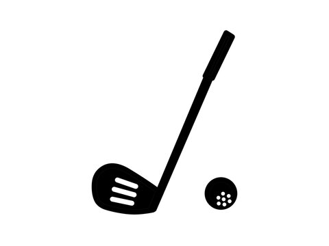 Golf club and ball silhouette icon, sport golf course leisure outdoor sport flat design