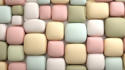 Fototapeta premium Arrangement of colorful, rounded, cushion-like blocks forms a soft, repeating background texture