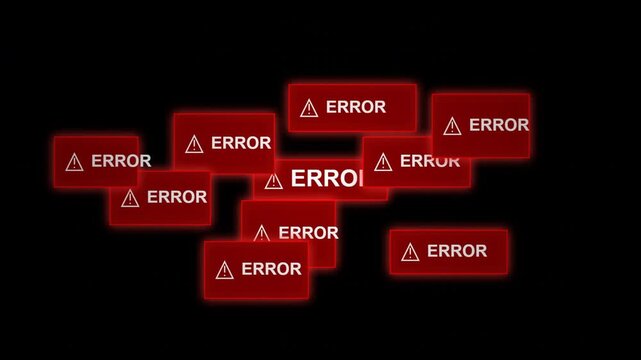 Red Glowing Critical Error Warning Windows Populating on Black Screen