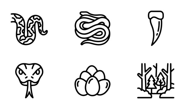 Snake Icons Set, Reptile Vector Graphics, Wildlife Symbols, Animal Elements, Nature Graphics