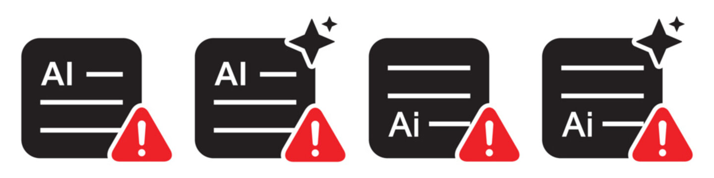 Ai prompt text generate warning error set icon, vector illustration