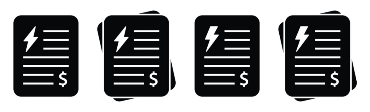 Electricity bill cost file document icon illustration