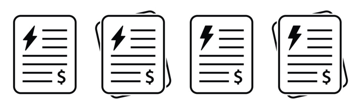 Electricity bill cost file document icon illustration