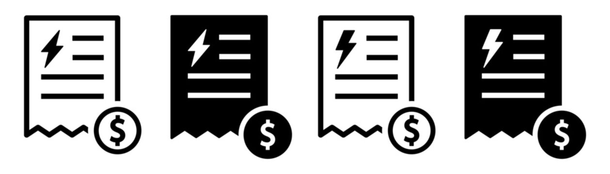 Electricity bill cost file document icon illustration