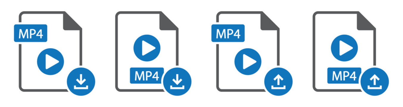 Mp4 file download and upload icon vector Illustration