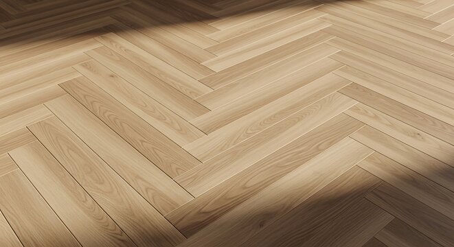 Wooden herringbone floor pattern close-up.