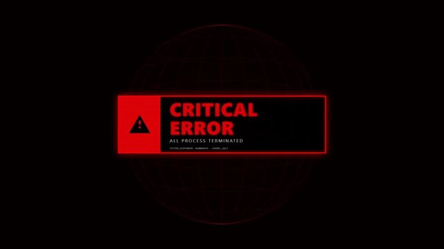Red Glowing Critical Error Warning Window Displaying System Failure and Terminated Processes on Black Background