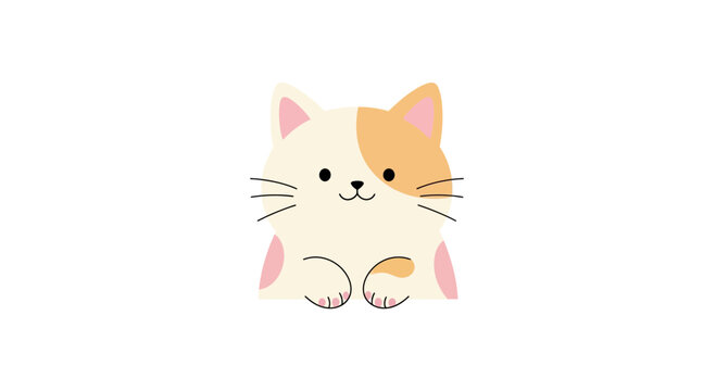 Cute Cartoon Cat Illustration with Playful Expression.