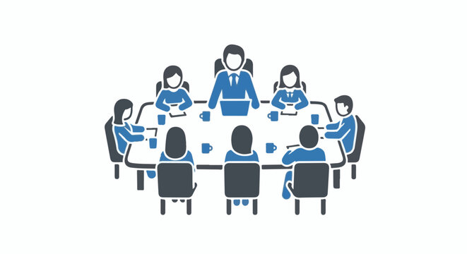 Business meeting of diverse people around a round table