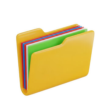 Folder icon with multiple colorful tabs isolated on transparent background isolated on transparent background