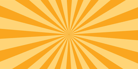 Obraz premium Orange stripes burst lines background. Sun ray light. Radiate sunlight. Vintage stripes halftone radial wallpaper for poster, banner.Circus background of spiral yellow orange rays vector.