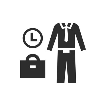 Business style icon. Office dress code. Attributes of an office worker. Monochrome black and white symbol